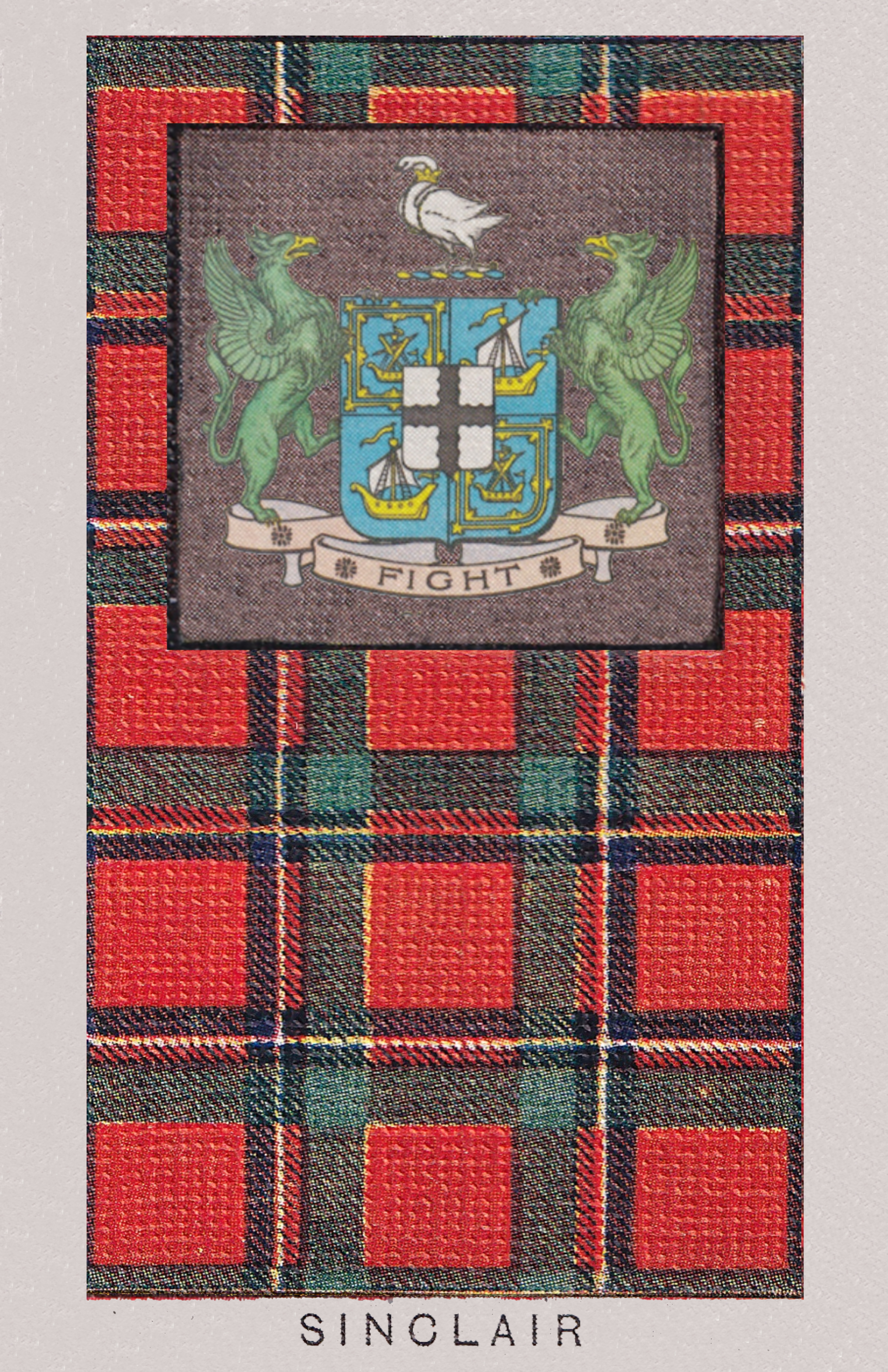 Clan Sinclair Coat of Arms and Tartan Vintage Poster