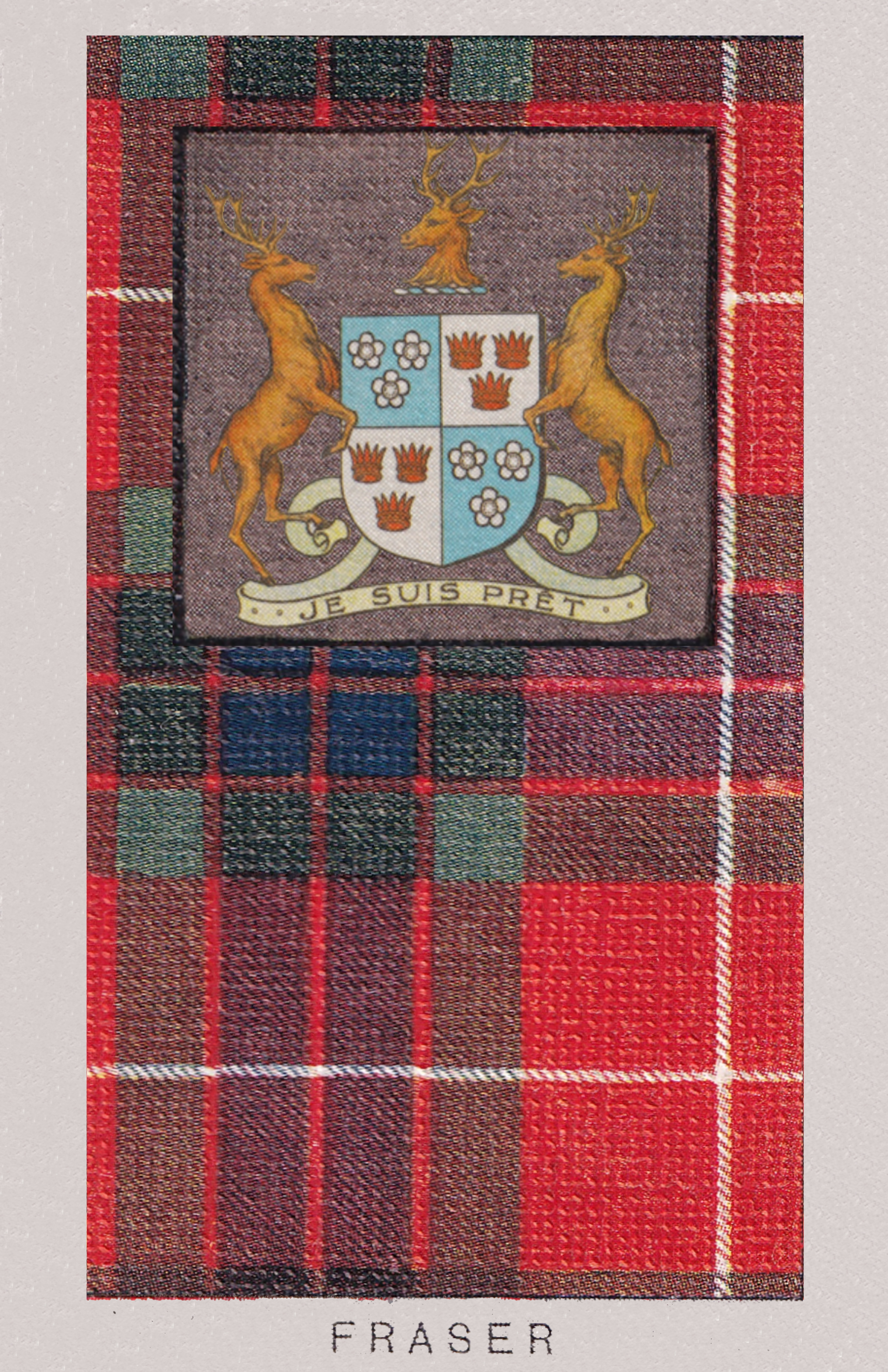 Clan Fraser Coat of Arms and Tartan Vintage Poster