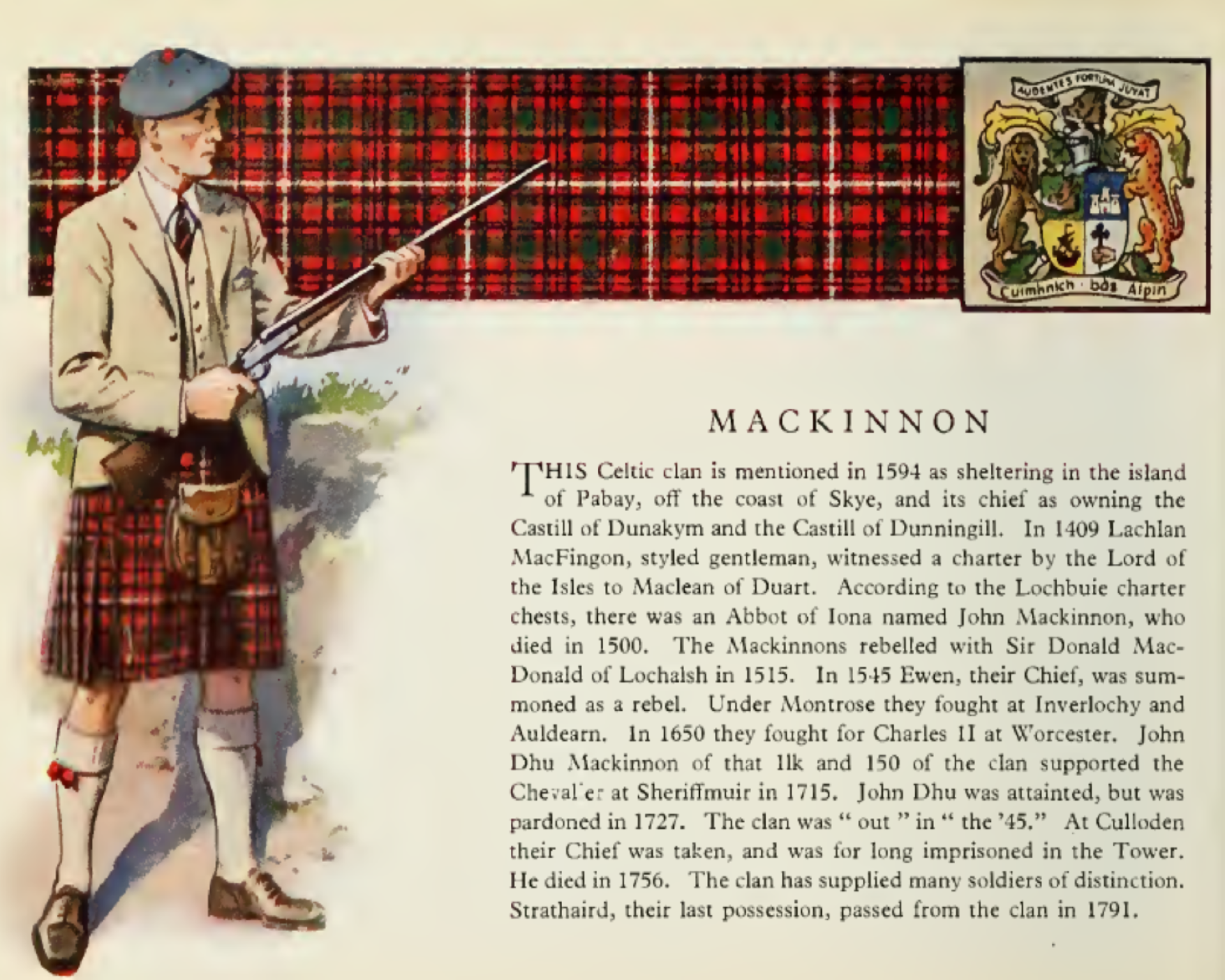 MacKinnon Tartan Fridge Magnet with Scottish Clan Crest on Clear Acrylic Base 