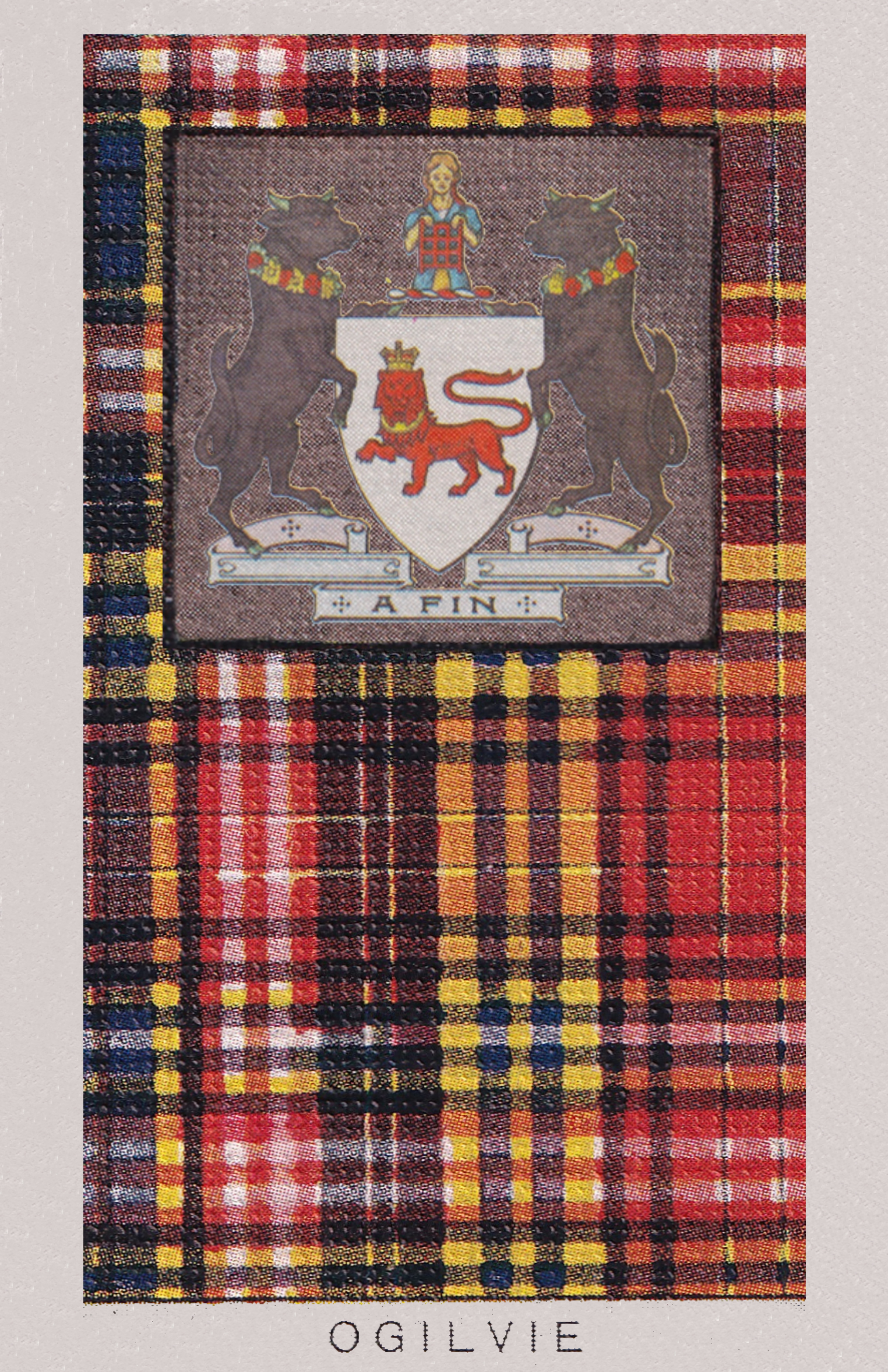 Clan Ogilvie Coat of Arms and Tartan Vintage Poster