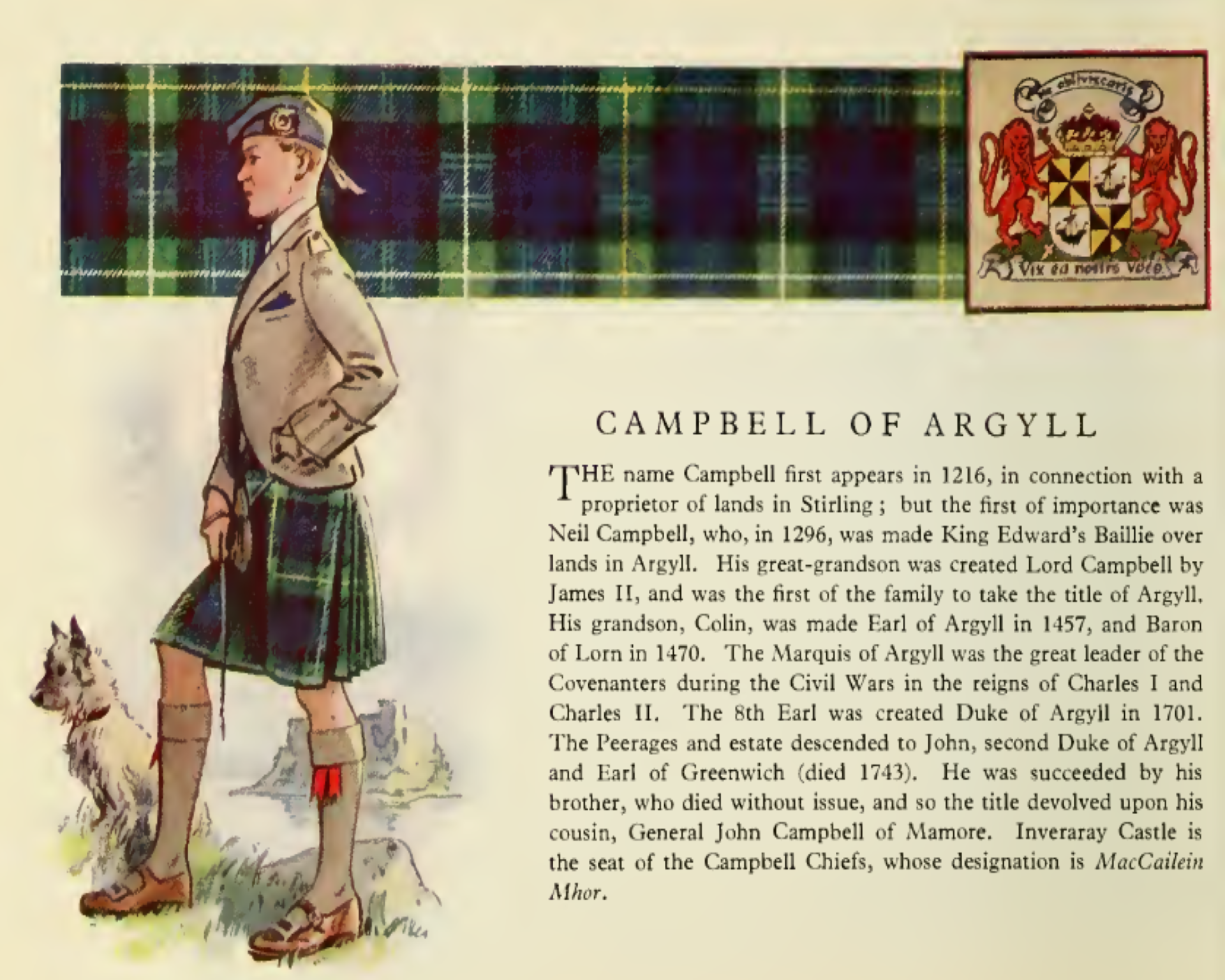 Clan Campbell Vintage information poster.