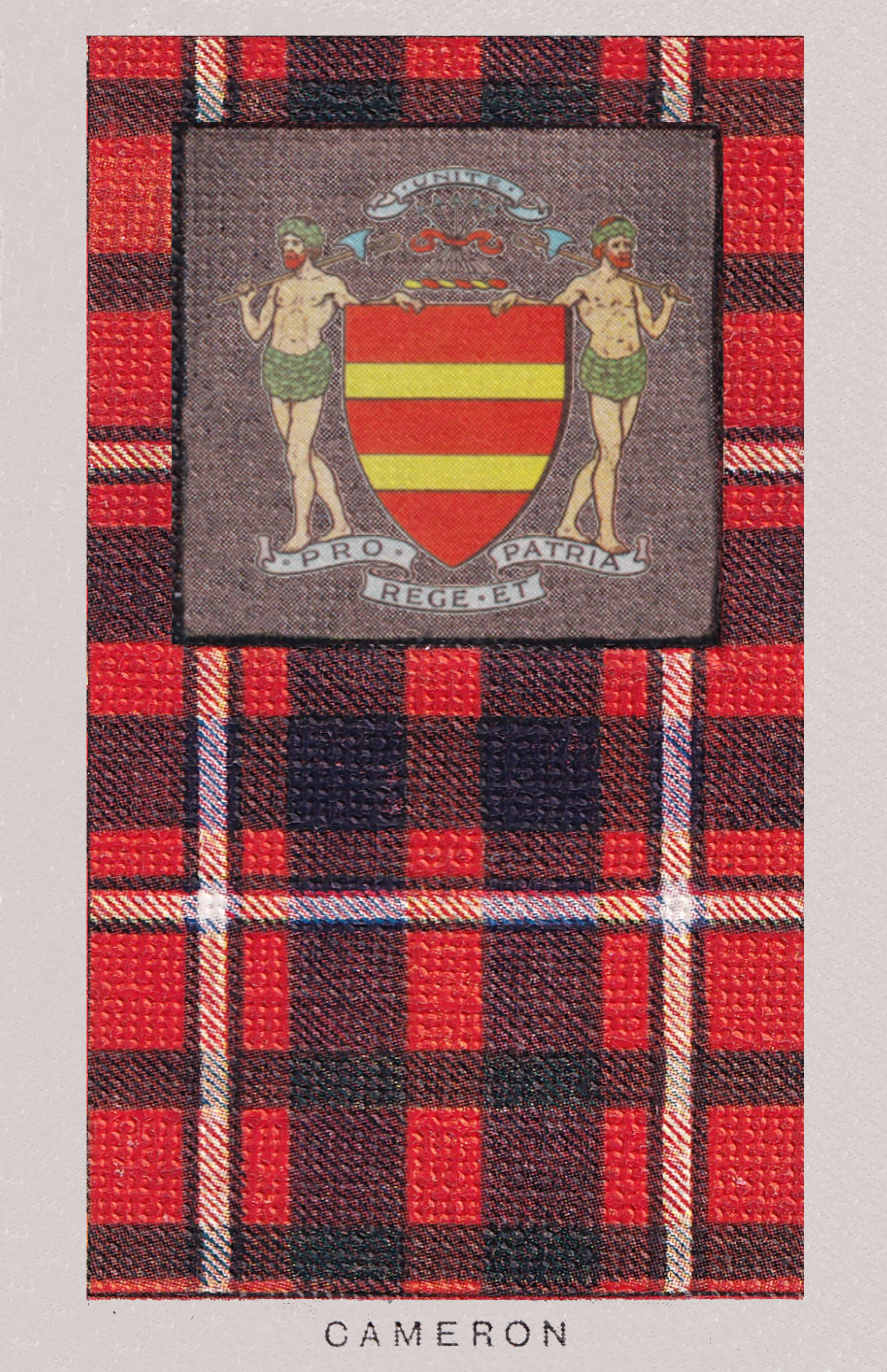 Clan Cameron Coat of Arms and Tartan Vintage Poster