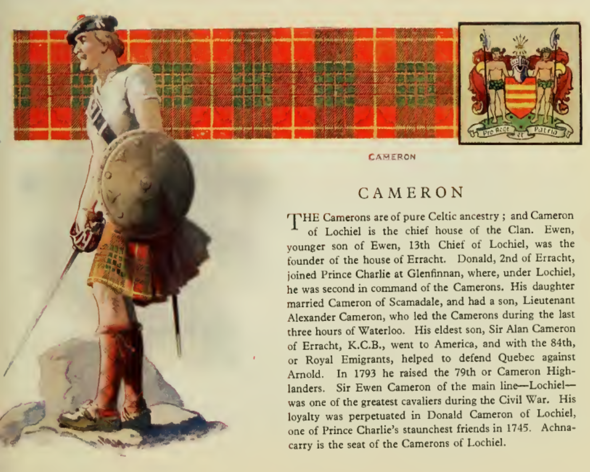 Clan Cameron Vintage information poster.