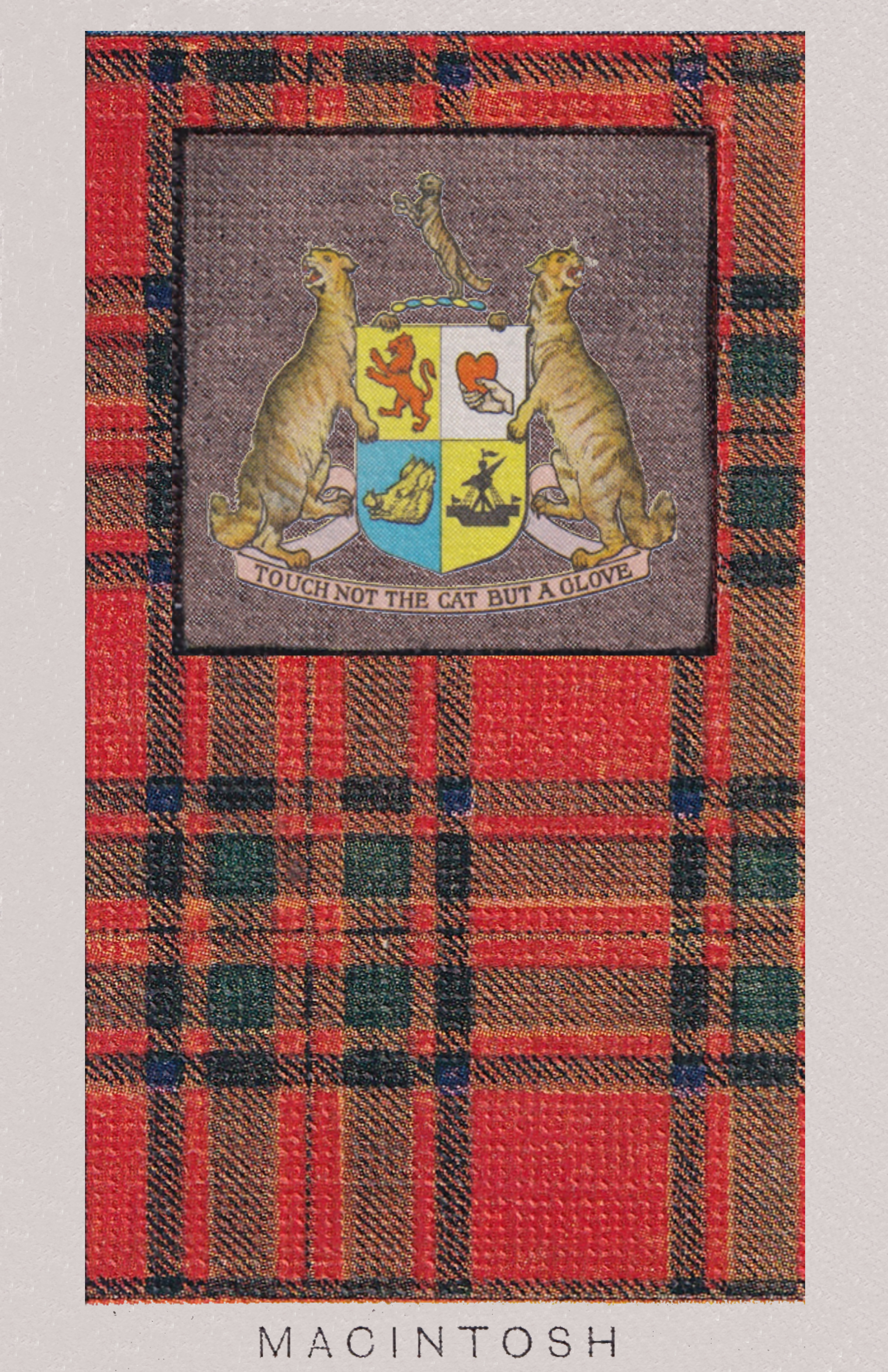 Clan MacIntosh Coat of Arms and Tartan Vintage Poster.