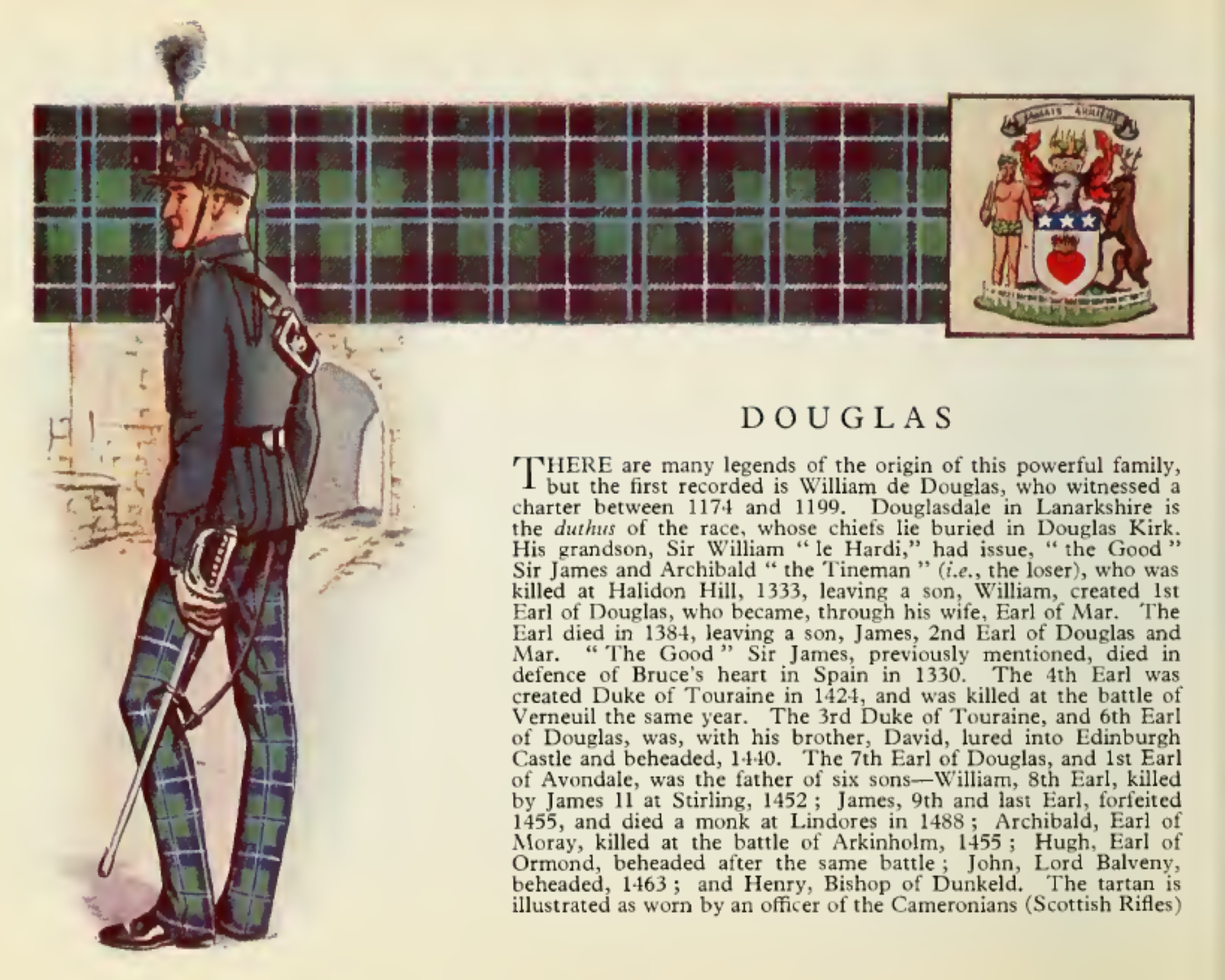 Clan Douglas Vintage information poster