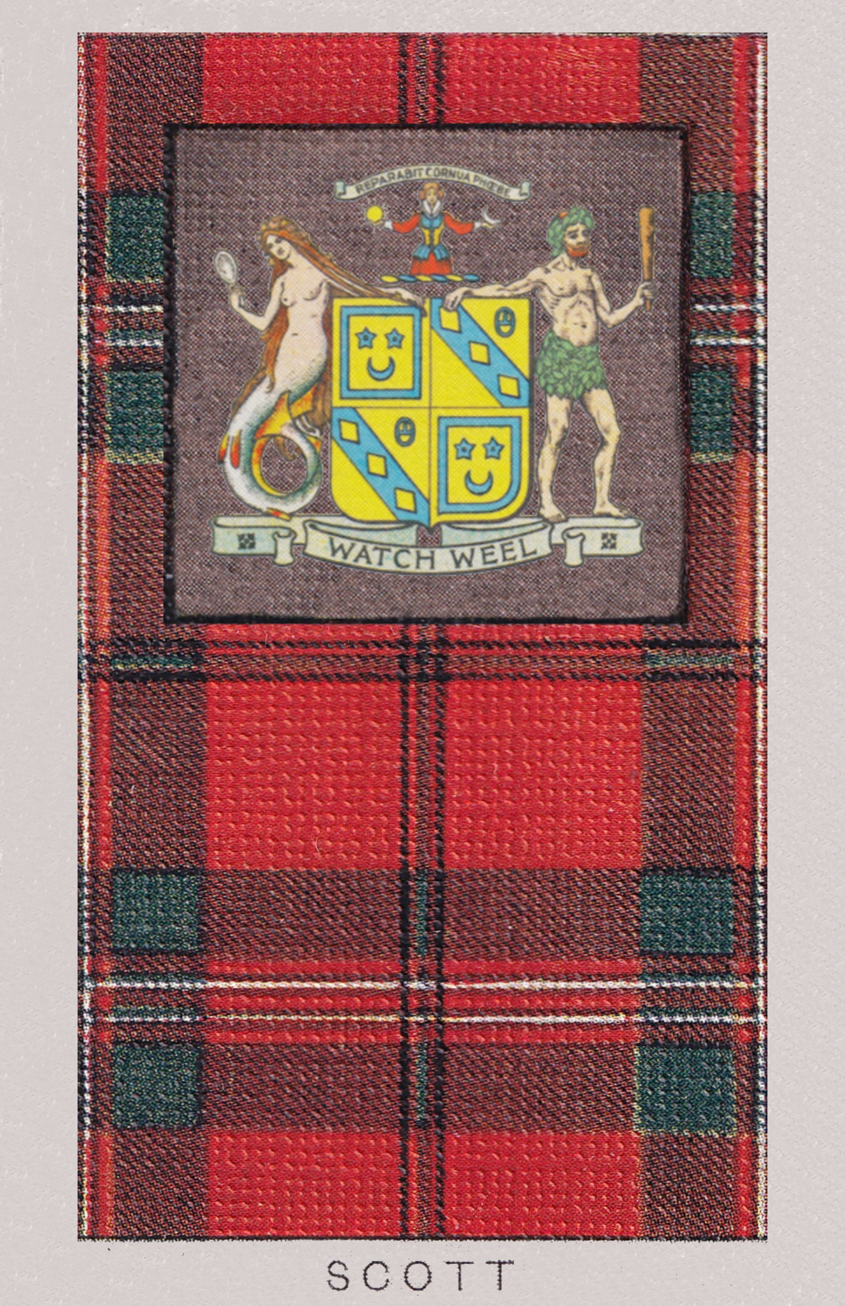 Clan Scott Coat of Arms and Tartan Vintage Poster