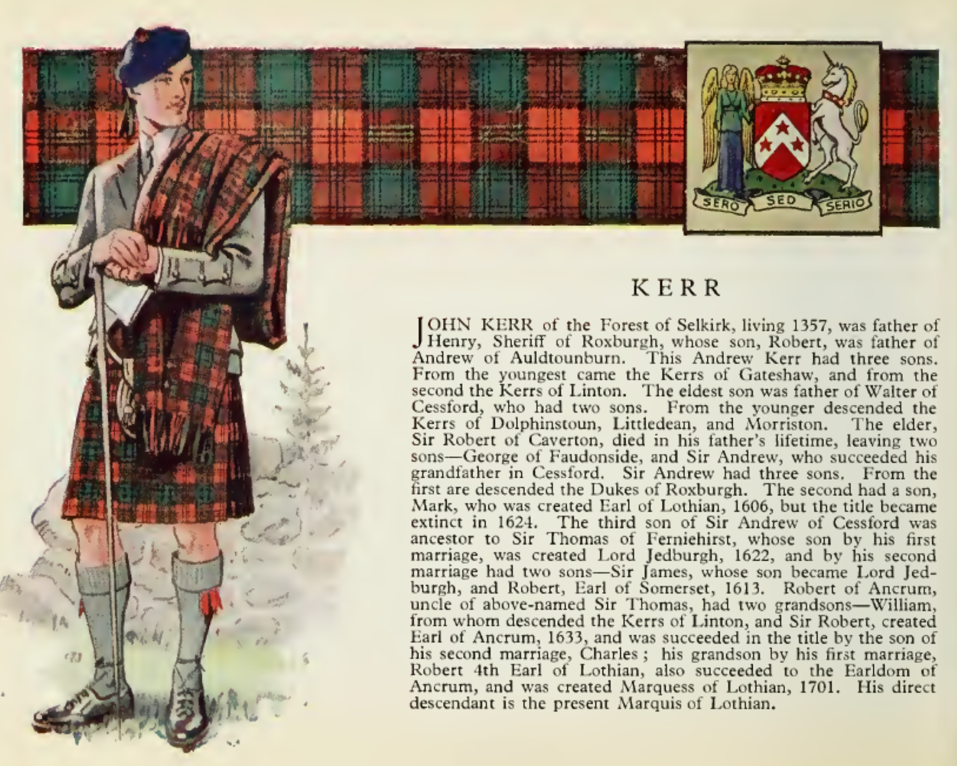 Clan Kerr Vintage information poster