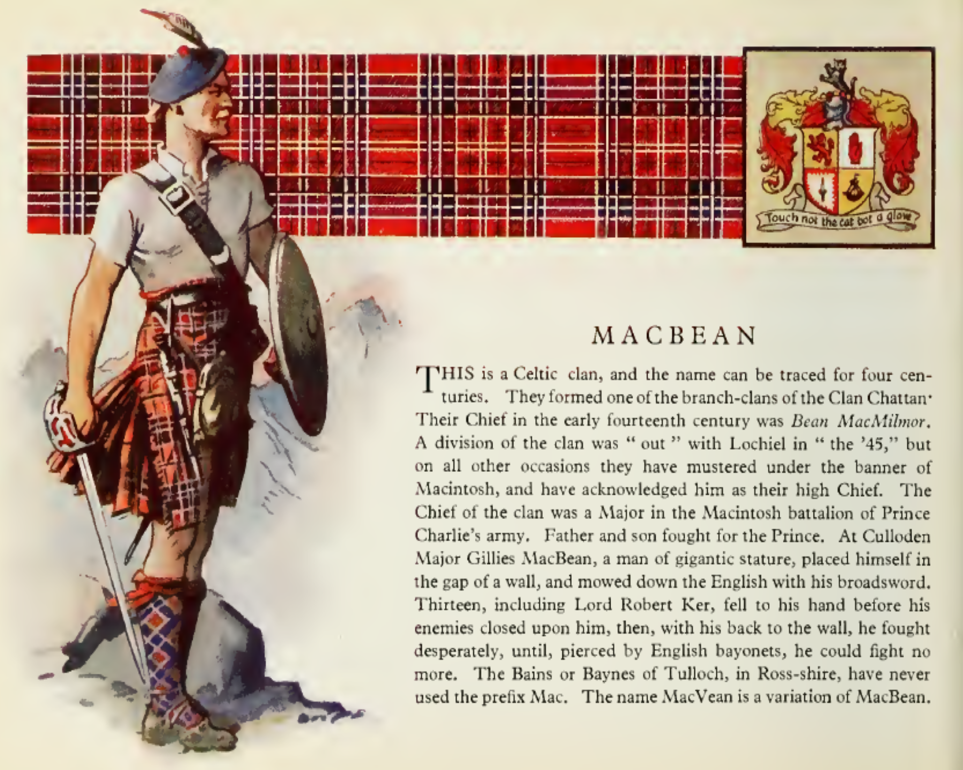 Clan MacBean Vintage information poster