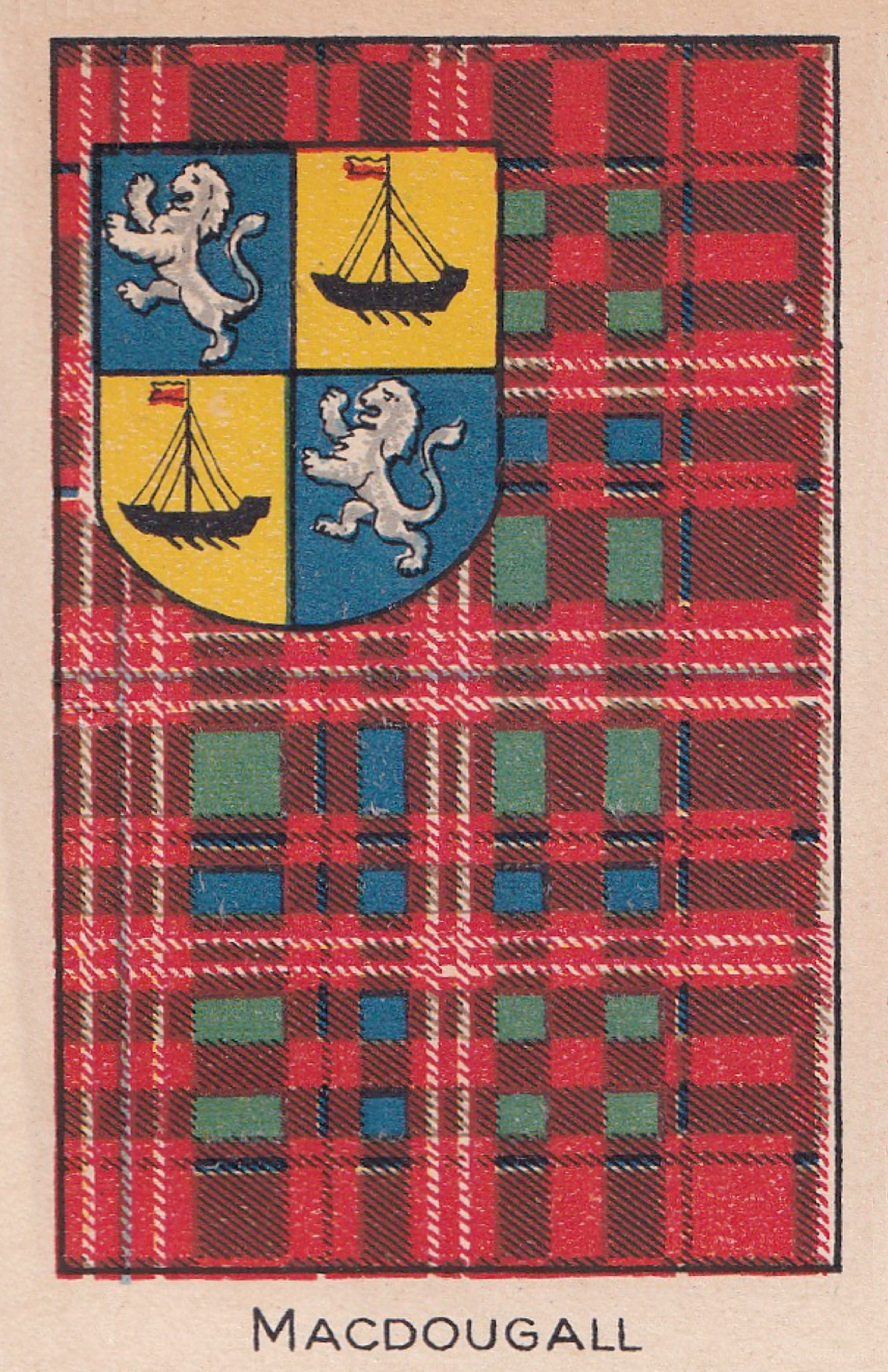 Clan MacDougall Coat of Arms and Tartan Vintage Poster.