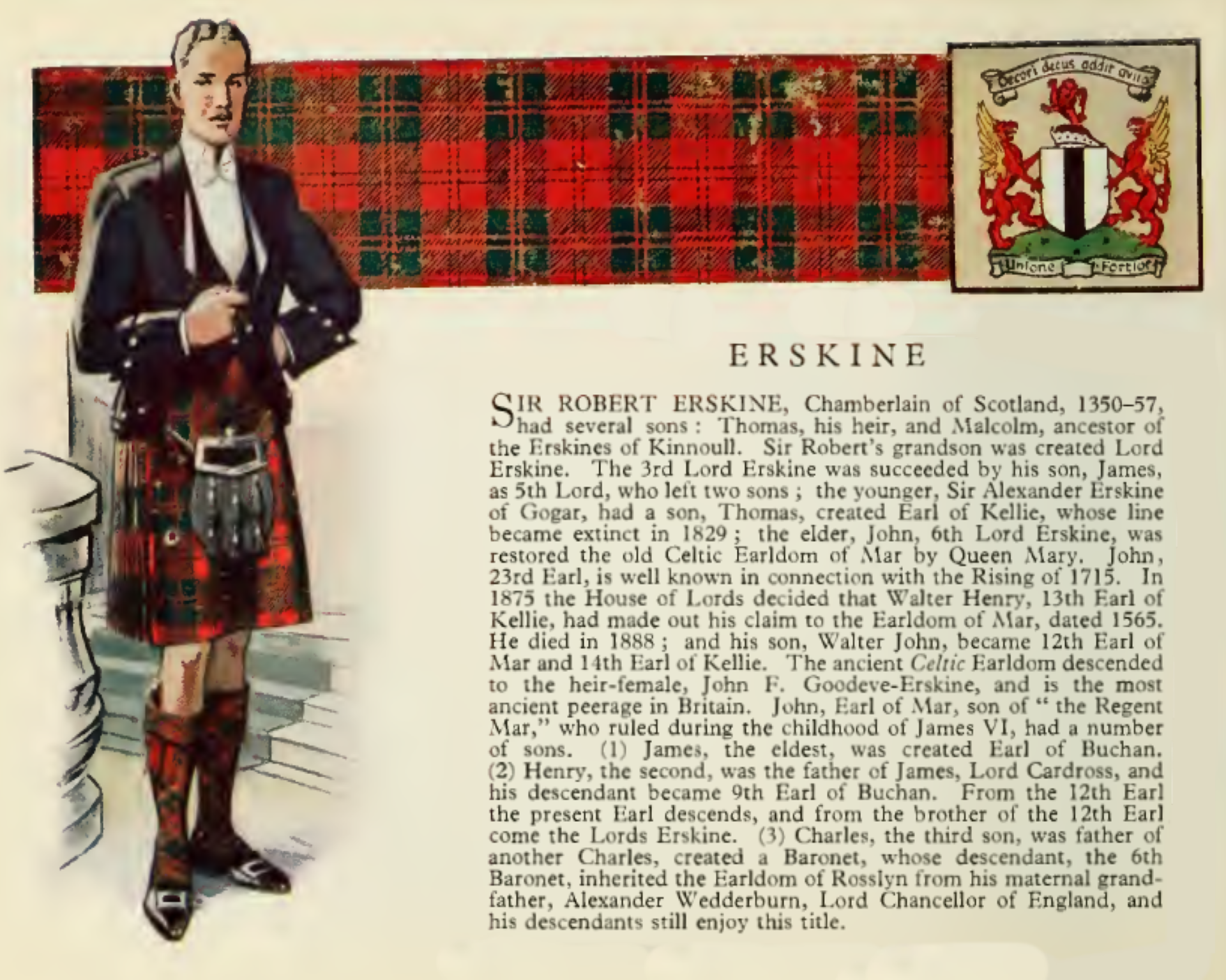 Clan Erskine Vintage information poster