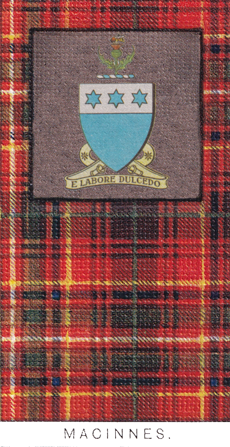 Clan MacInnes Coat of Arms and tartan vintage poster