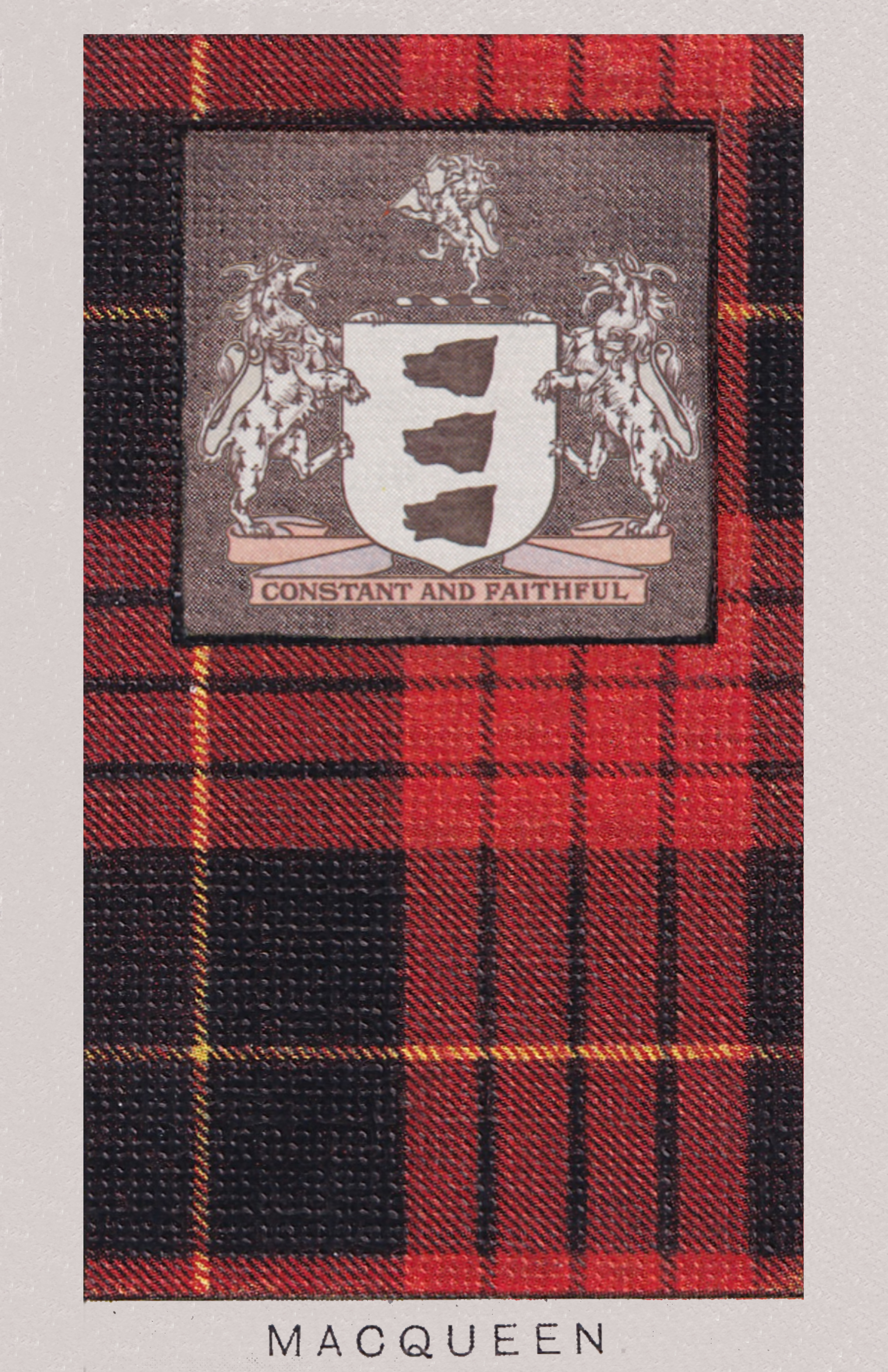 Clan MacQueen Vintage Coat of Arms and Tartan Poster.