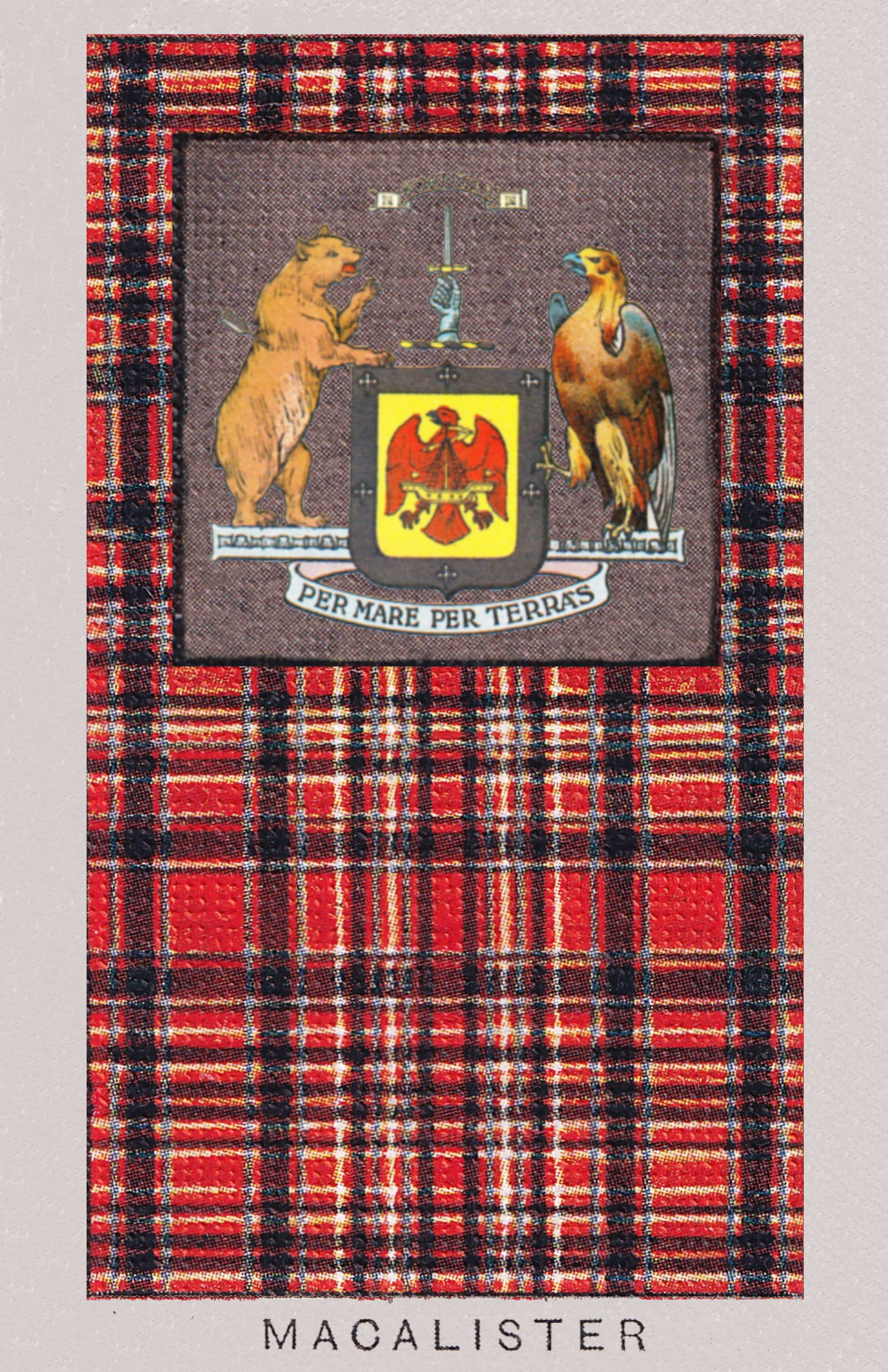 Clan MacAlister Coat of Arms and Tartan Vintage Poster