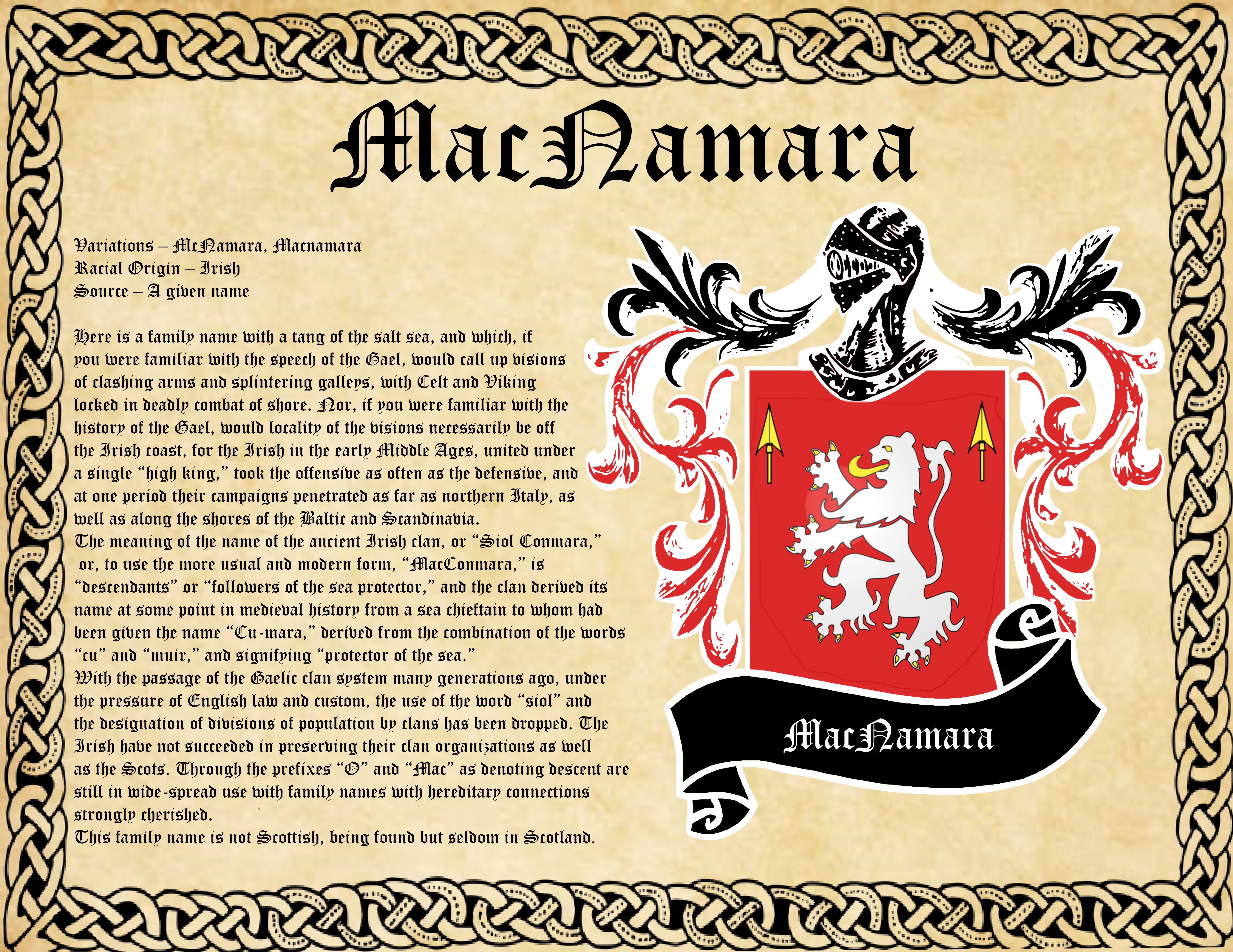 MacNamara Family History and Coat of arms