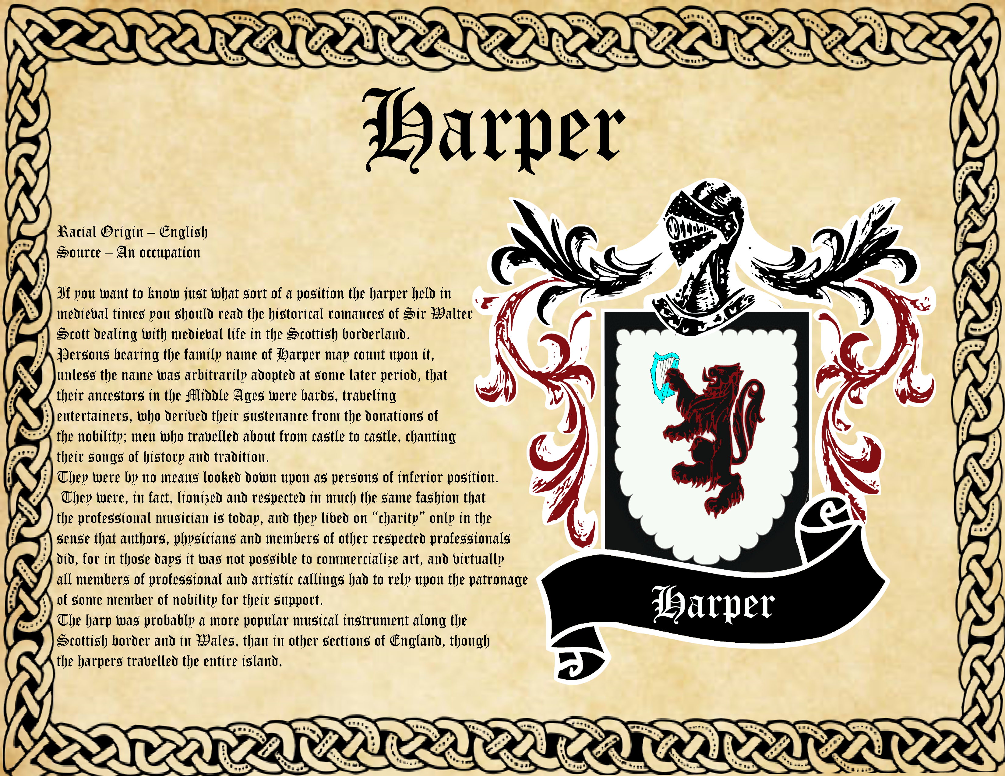 Harper Surname Family History and Coat of Arms