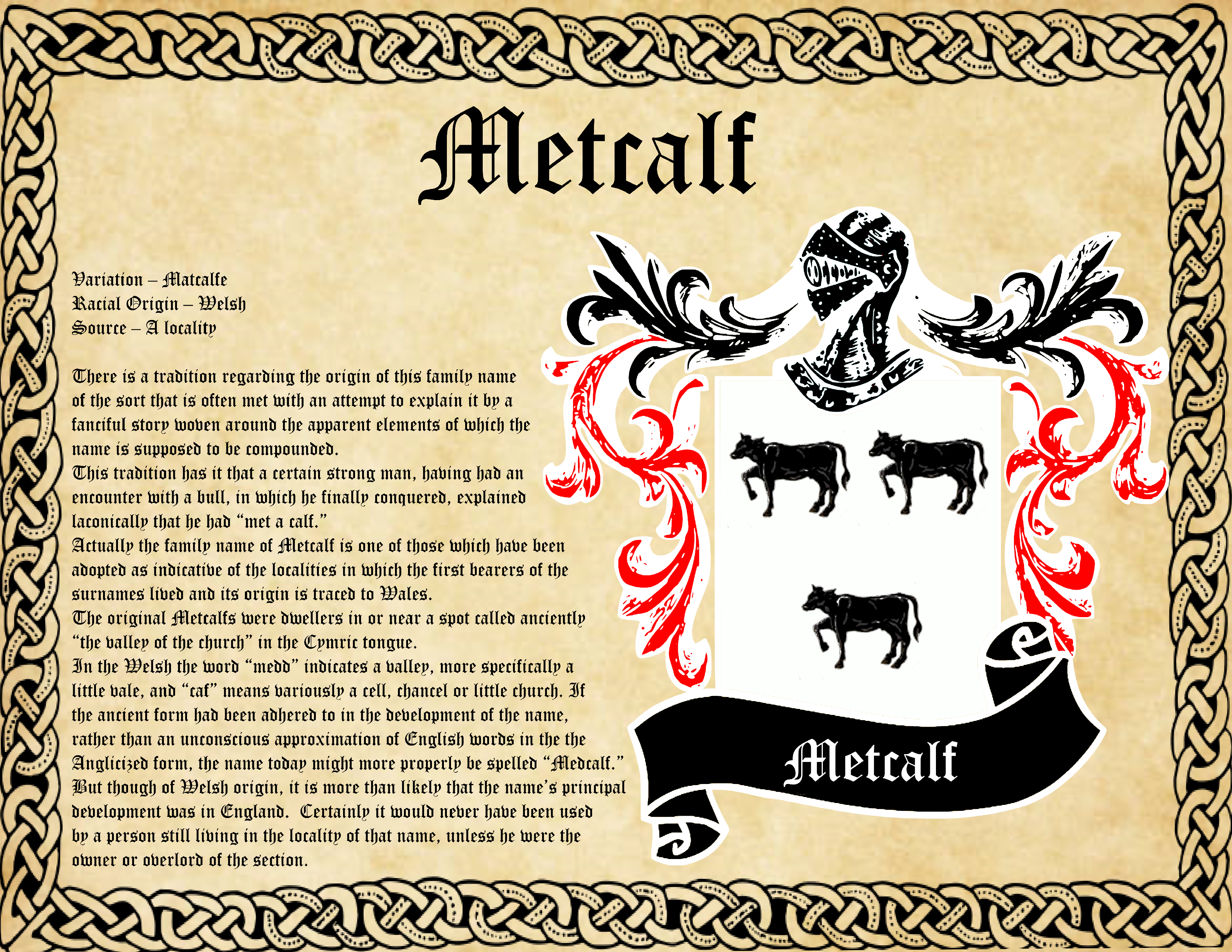 Metcalf Surname Family History and Coat of Arms