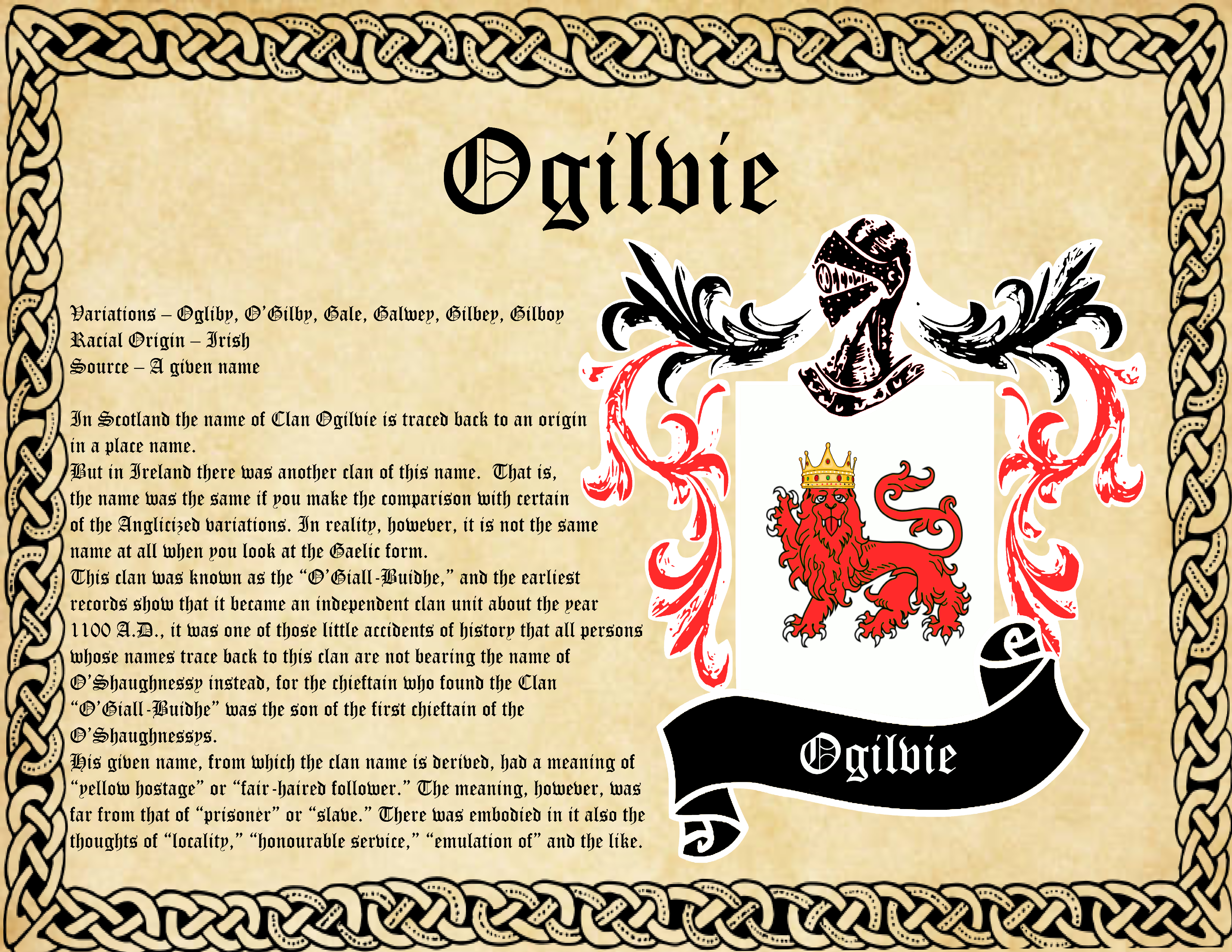 Ogilvie Family History and Coat of Arms