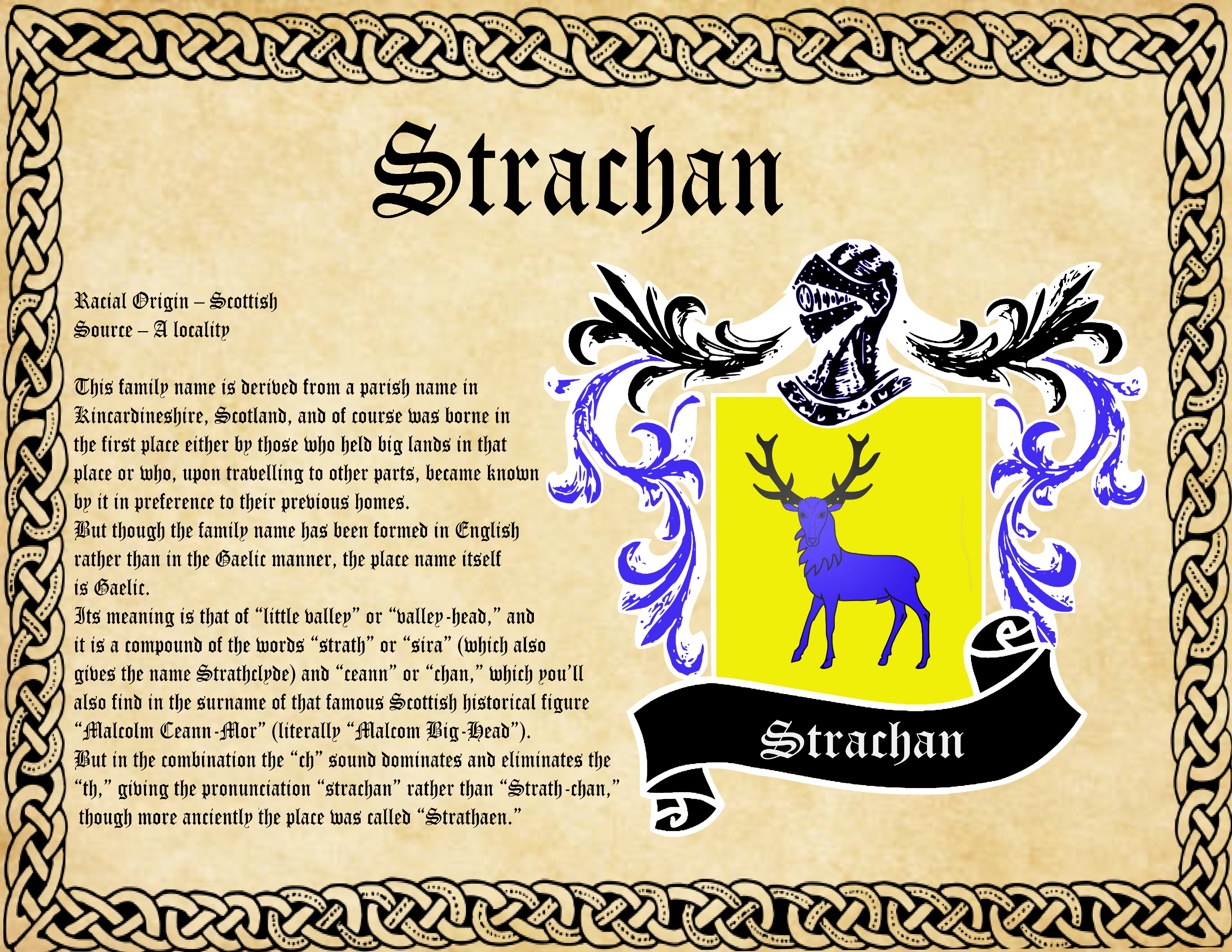 Strachan Surname Family History and Coat of Arms