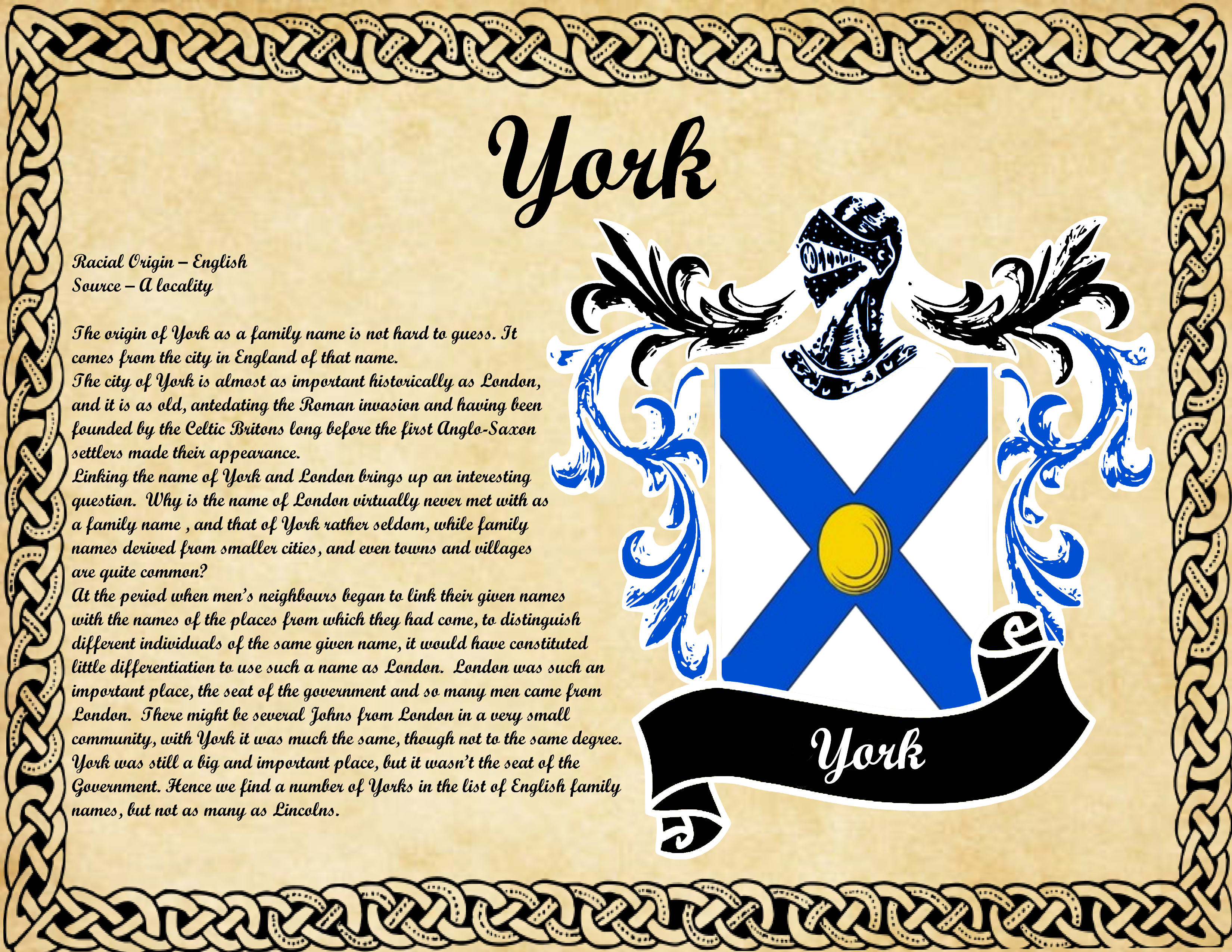 York Surname Family History and Coat of Arms