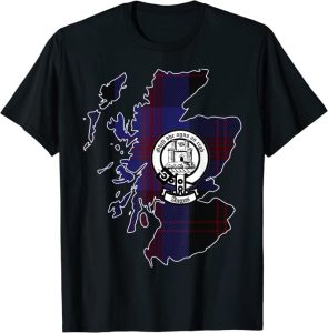 Angus Scottish Surname Crest Tartan Motto tshirt