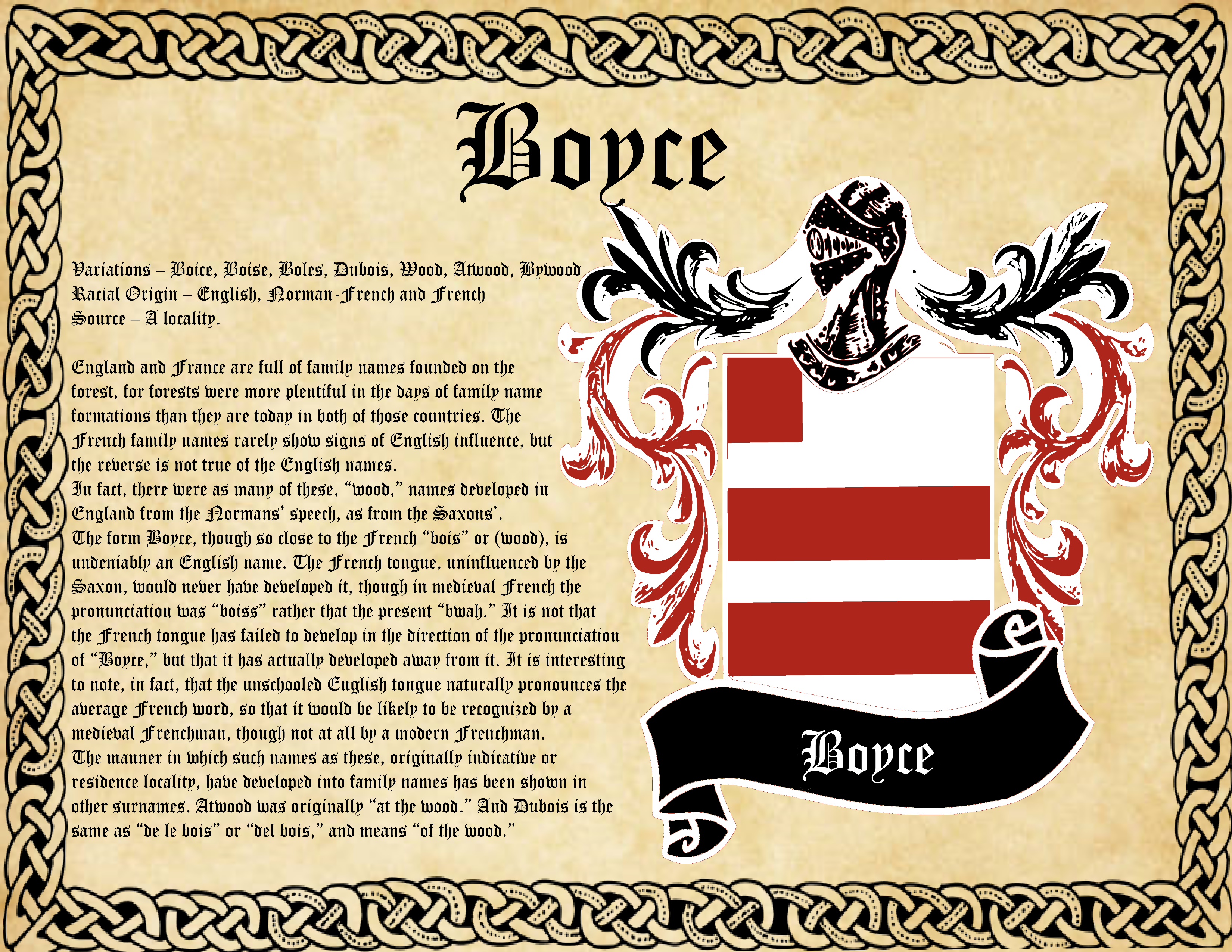 Boyce Family History and Coat of Arms