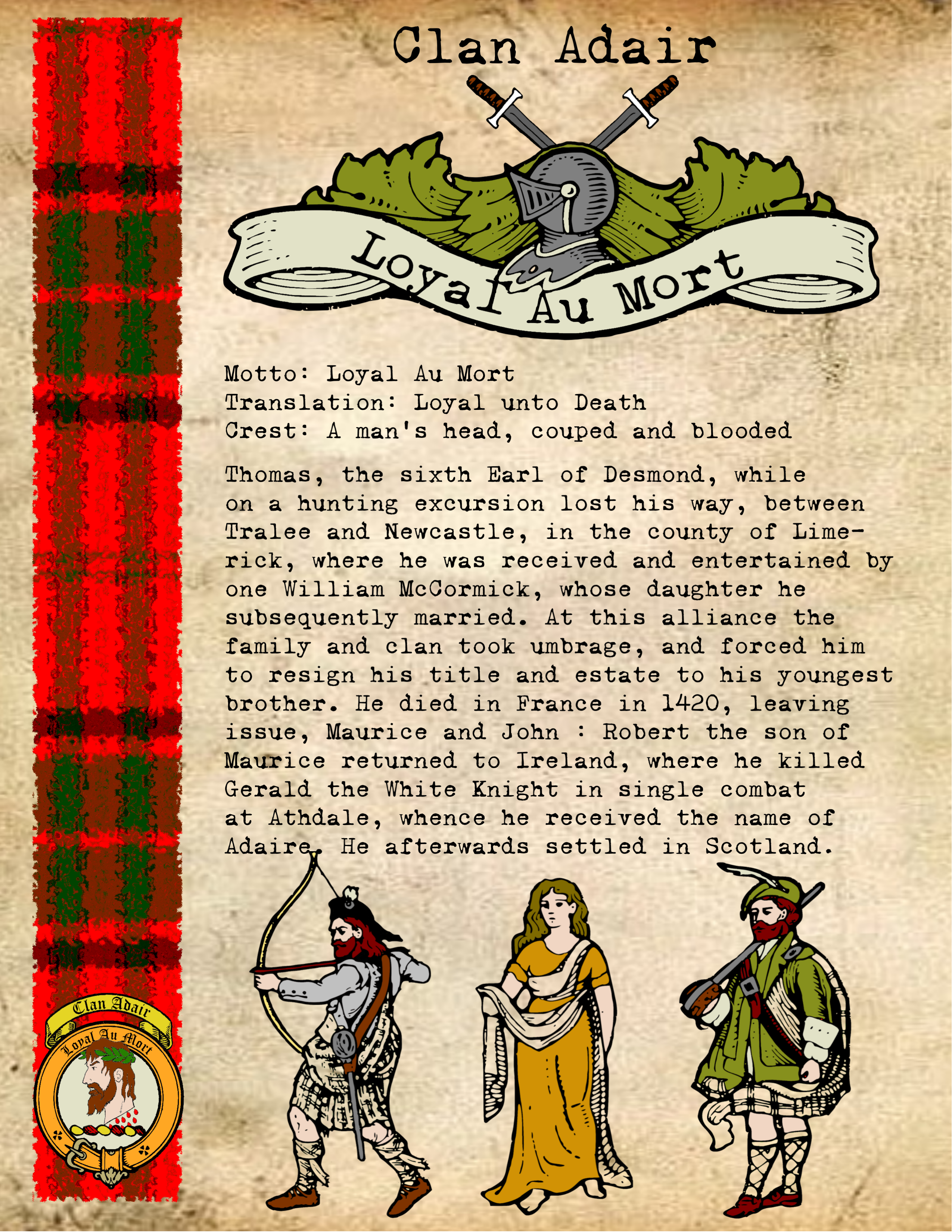 Clan Adair Family History Print