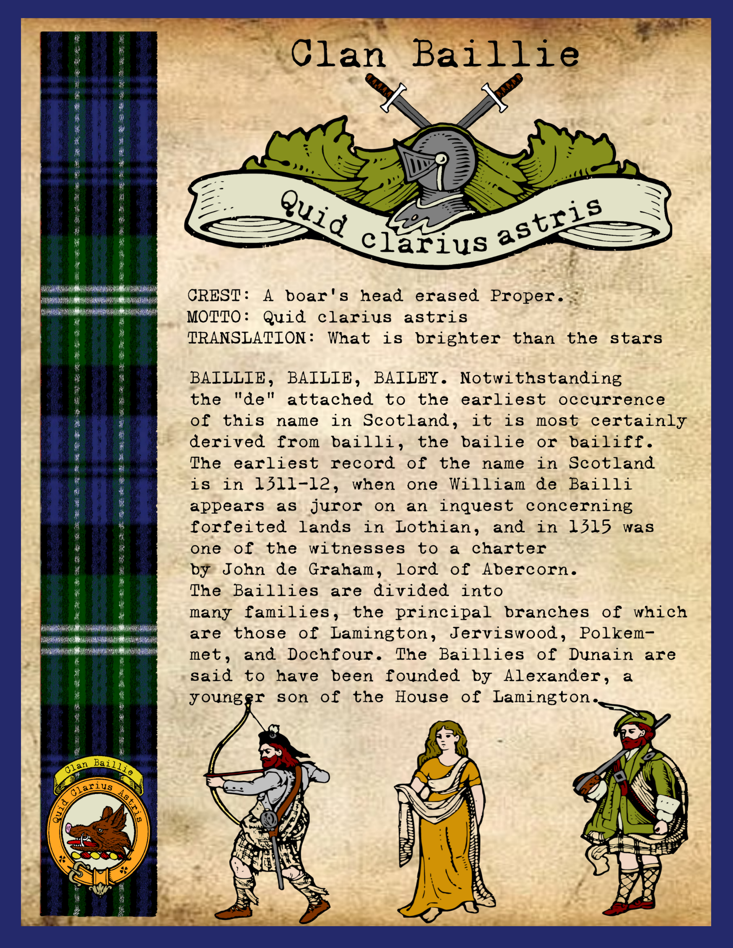 Clan Baillie History Print