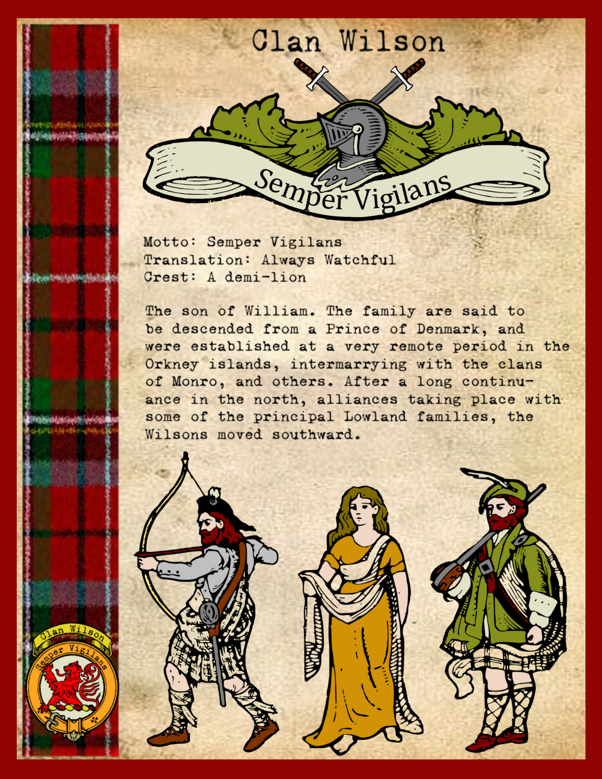 Clan Wilson Family History Print